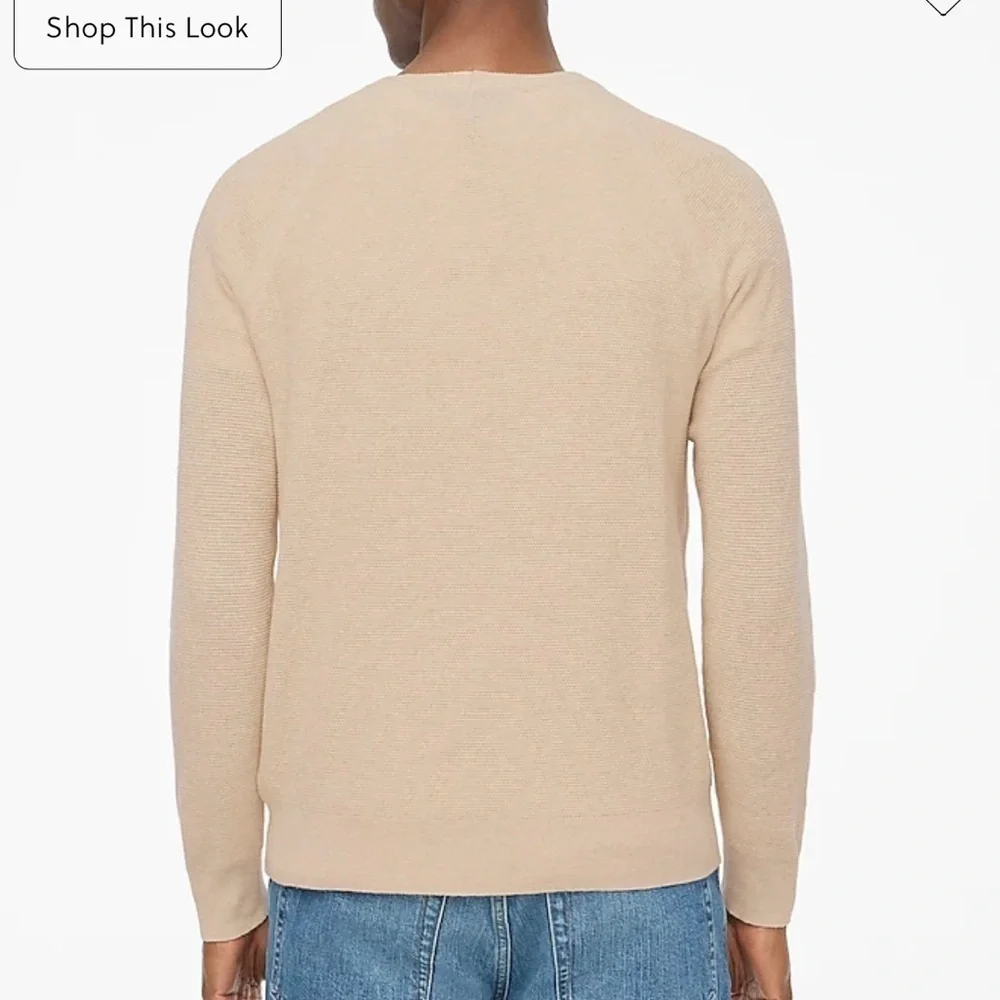 J crew heather light khaki Cotton seed-stitch crewneck sweater